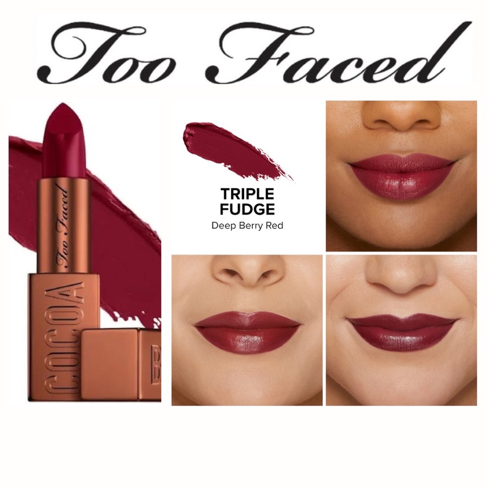 NEW Too Faced Cocoa Bold Cream Lipstick Color Triple Fudge